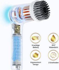 MostEssential Premium Elektrische Schoonmaakborstel 2023 Model – Elektrische Schrobber - Schrobborstel - Poetsmachine – Voor Badkamer Of Keuken - Inclusief 4 Borstelkoppen 16 MostEssential Premium Elektrische Schoonmaakborstel 2023 Model – Elektrische Schrobber - Schrobborstel - Poetsmachine – Voor Badkamer Of Keuken - Inclusief 4 Borstelkoppen -Schoonmaakartikelen Winkel 1013x1200