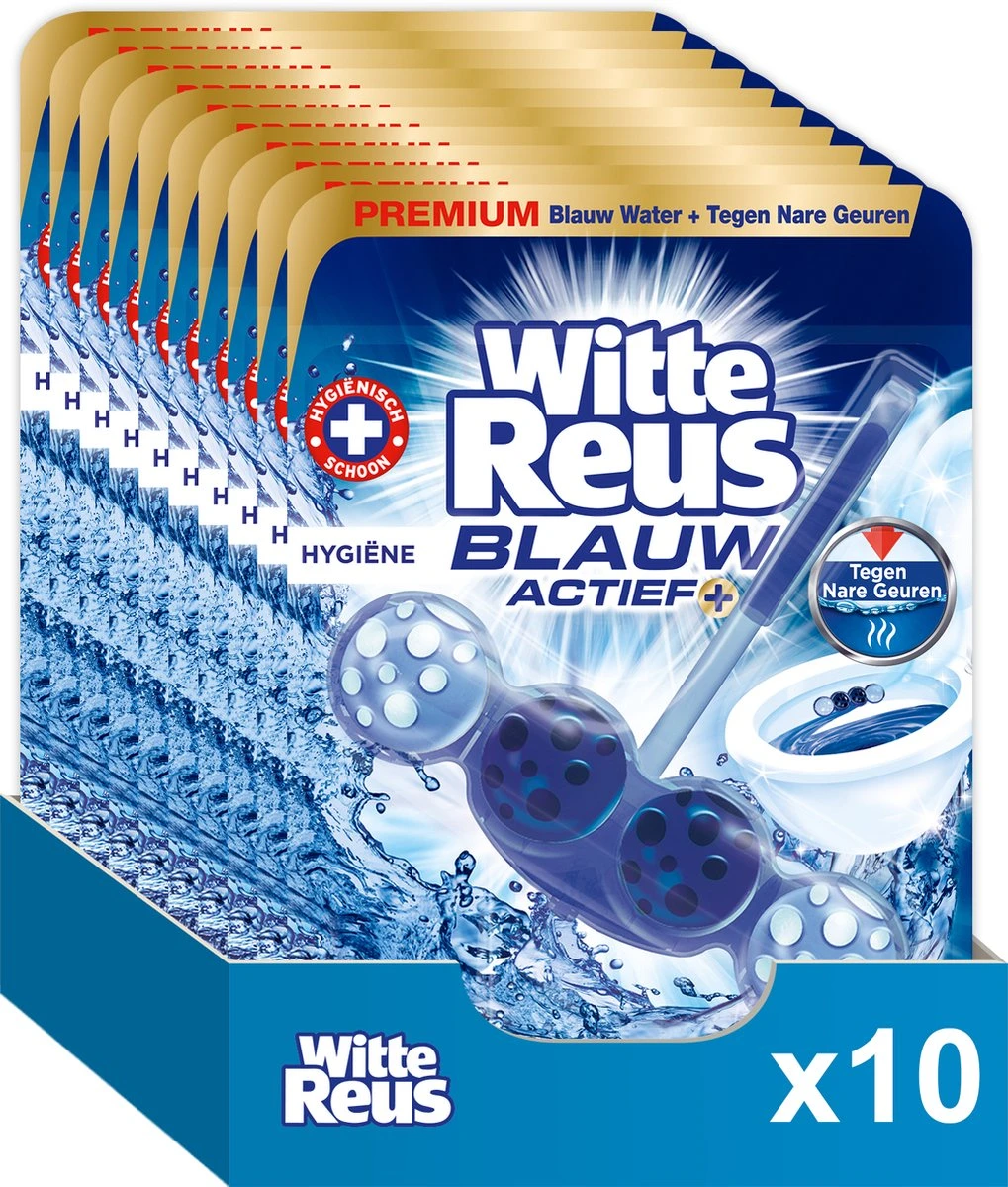 Witte Reus Blauw Actief Toiletblok - Hygiene - WC Blokjes Voordeelverpakking - 10 Stuks 1 Witte Reus Blauw Actief Toiletblok - Hygiene - WC Blokjes Voordeelverpakking - 10 Stuks