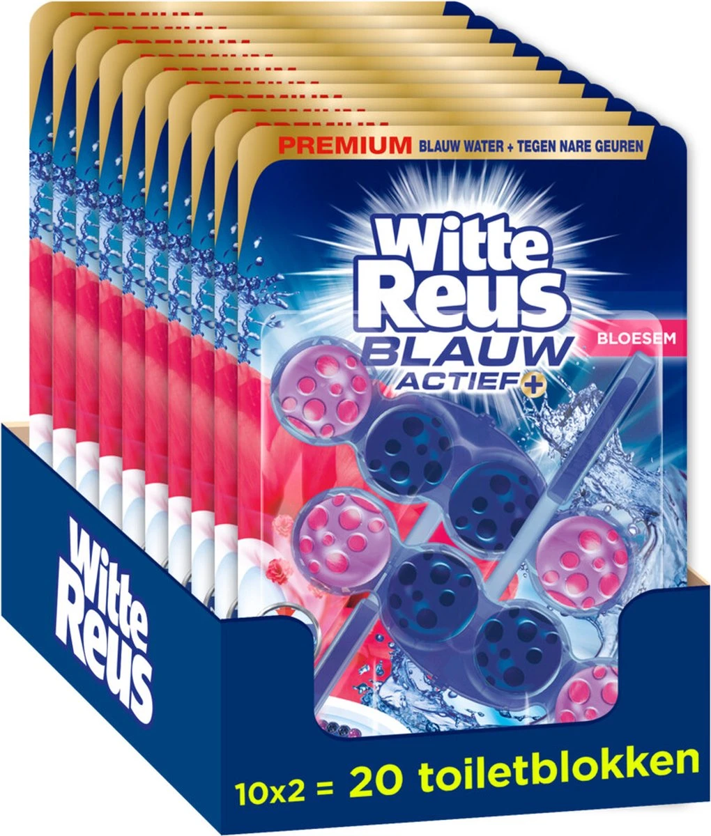 Witte Reus Blauw Actief Toiletblok - Bloesem - WC Blokjes Voordeelverpakking - 20 Stuks 6 Witte Reus Blauw Actief Toiletblok - Bloesem - WC Blokjes Voordeelverpakking - 20 Stuks - Afbeelding 6