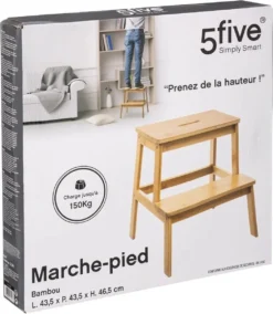 5Five - Bamboe Keukentrapje/opstapje Met 2 Treden 47 Cm - Keuken/badkamer Krukjes -Schoonmaakartikelen Winkel 1043x1200
