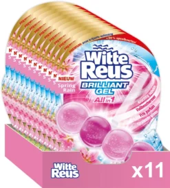 Witte Reus Brilliant Gel Allin1 Toiletblok - Spring Rain - WC Blokjes Voordeelverpakking - 11 Stuks