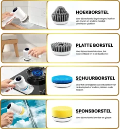 MostEssential Premium Elektrische Schoonmaakborstel 2023 Model – Elektrische Schrobber - Schrobborstel - Poetsmachine – Voor Badkamer Of Keuken - Inclusief 4 Borstelkoppen 13 MostEssential Premium Elektrische Schoonmaakborstel 2023 Model – Elektrische Schrobber - Schrobborstel - Poetsmachine – Voor Badkamer Of Keuken - Inclusief 4 Borstelkoppen -Schoonmaakartikelen Winkel 1117x1200