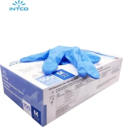 Intco Nitril Handschoenen - 100 Stuks Nitrile Wegwerp Handschoenen - Poedervrij, Latexvrij - Onderzoekshandschoenen - Maat: S - Blauw