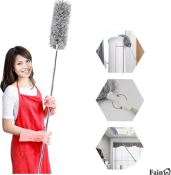Fain® Plumeau Met Telescoopsteel – Grijs – 80 Tot 240 Cm - Uitschuifbaar – Wasbaar - Flexibel 360° Draaibaar – Duster - Microvezel Ragebol -Schoonmaakartikelen Winkel 1171x1200 2