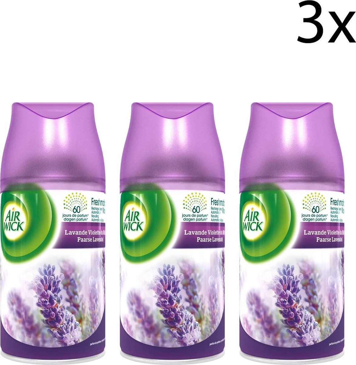Air Wick Freshmatic Automatische Spray Luchtverfrisser - Paarse Lavendel Navulling - 3 Stuks - Voordeelverpakking 1 Air Wick Freshmatic Automatische Spray Luchtverfrisser - Paarse Lavendel Navulling - 3 Stuks - Voordeelverpakking