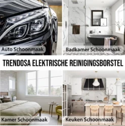 Trendosa Elektrische Schoonmaakborstel - Elektrische Schrobborstel - Poetsmachine - Handborstel - Scrubber- De Badkamer/Keuken/Auto- 10 Opzetstukken Geel -Schoonmaakartikelen Winkel 1196x1200 1