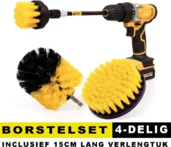 Professionele 4 Delige Borstelset Voor De Boormachine Incl. Verlengstuk, Deze Schoonmaak Schuurborstel Elektrisch Opzetborstel Schrobborstel Set Is Geschikt Als Schrobber Voor Badkamer, Auto, Keuken En Tuin -Schoonmaakartikelen Winkel 1200x1034