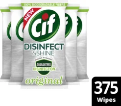 Cif Disinfect & Shine Wipes Doden 99,99% Van De Bacteriën Original Desinfecterende Schoonmaakdoekjes, Van 100% Biologisch Afbreekbaar Textiel 5 X 75 Doekjes -Schoonmaakartikelen Winkel 1200x1050 1
