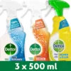 Dettol - 1,5L Allesreiniger Spray Power & Fresh - Badkamer 1x500 Ml Keuken 1x500ml Citrus 1x500ml - Voordeelverpakking