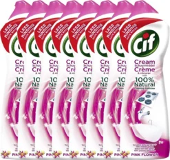 CIF Cream Pink Flower - 8 X 500 Ml - Schuurmiddel - Voordeelverpakking -Schoonmaakartikelen Winkel 1200x1132
