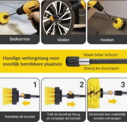 ESSIBLE Borstelboor - Set 20 Stuks - Schrobborstel - Polypropyleen - Borstel Boormachine - Schrobborstel - Schuurborstel - Automatische Reiniging - 20 Delige Borstelset Voor Boormachine -Schoonmaakartikelen Winkel 1200x1150