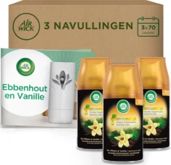 Air Wick Freshmatic Automatische Spray Luchtverfrisser - Ebbenhout & Vanille - 3 Navullingen