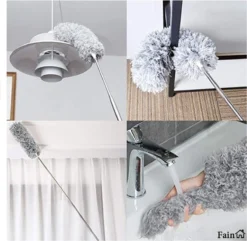 Fain® Plumeau Met Telescoopsteel – Grijs – 80 Tot 280 Cm - Uitschuifbaar – Wasbaar - Flexibel 360° Draaibaar – Duster - Microvezel Ragebol -Schoonmaakartikelen Winkel 1200x1170