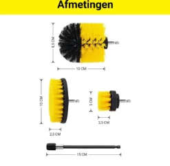 Merkloos 4-delige Borstelset Voor Boormachine - Inclusief Verlengstuk - Opzetborstels - Schrobborstel - Schuurborstel - Schoonmaakborstel - Tapijtreiniger - Brush - Geel - Gratis Verzending -Schoonmaakartikelen Winkel 1200x1170 3