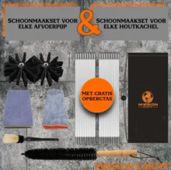 Schoorsteenveegset - 8 Meter - 2 Borstelkoppen - Professioneel - Schoorsteen Borstel - Veegkit - Haardset Voor Houtkachel - Flexibel - Schoorsteenveger - Pelletkachel Accessoires - Schoorsteen Reiniger - Geschikt Voor Boormachines -Schoonmaakartikelen Winkel 1200x1189