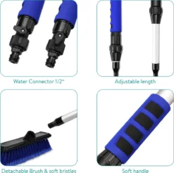 Navaris Telescopische Autowasborstel - Watergevoerde Wasborstel Voor Auto's En Ramen Met Uitschuifbare Lange Handgreep En Zachte Haren - Blauw -Schoonmaakartikelen Winkel 1200x1193 2