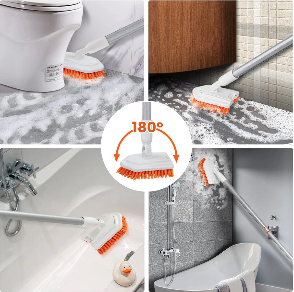 Merkloos Badkamer Reinigingsborstel - Badkamerschrobborstel - Reinigingsborstel - Met Afneembare Telescopische Handgreep En 180° Verstelbare Gezamenlijke Reinigingsborstel - Lange Steel 107 Cm 2 Merkloos Badkamer Reinigingsborstel - Badkamerschrobborstel - Reinigingsborstel - Met Afneembare Telescopische Handgreep En 180° Verstelbare Gezamenlijke Reinigingsborstel - Lange Steel 107 Cm - Afbeelding 2