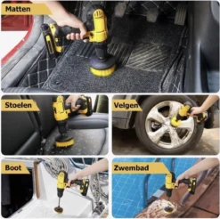Merkloos 4-delige Borstelset Voor Boormachine - Inclusief Verlengstuk - Opzetborstels - Schrobborstel - Schuurborstel - Schoonmaakborstel - Tapijtreiniger - Brush - Geel - Gratis Verzending -Schoonmaakartikelen Winkel 1200x1195 1