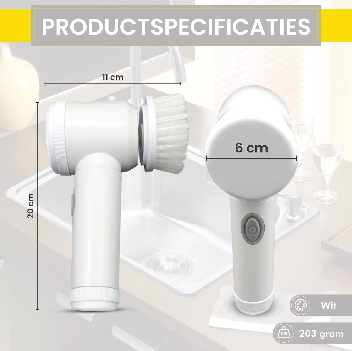Lenga Elektrische Schoonmaakborstel - 5 In 1 Borstel - Oplaadbaar - Wasborstel - Schoonmaakmiddelen - Schrobborstels 4 Lenga Elektrische Schoonmaakborstel - 5 In 1 Borstel - Oplaadbaar - Wasborstel - Schoonmaakmiddelen - Schrobborstels - Afbeelding 4