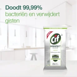 Cif Disinfect & Shine Wipes Doden 99,99% Van De Bacteriën Original Desinfecterende Schoonmaakdoekjes, Van 100% Biologisch Afbreekbaar Textiel 5 X 75 Doekjes -Schoonmaakartikelen Winkel 1200x1198 21