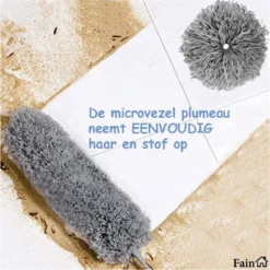 Fain® Plumeau Met Telescoopsteel – Grijs – 80 Tot 280 Cm - Uitschuifbaar – Wasbaar - Flexibel 360° Draaibaar – Duster - Microvezel Ragebol -Schoonmaakartikelen Winkel 1200x1198