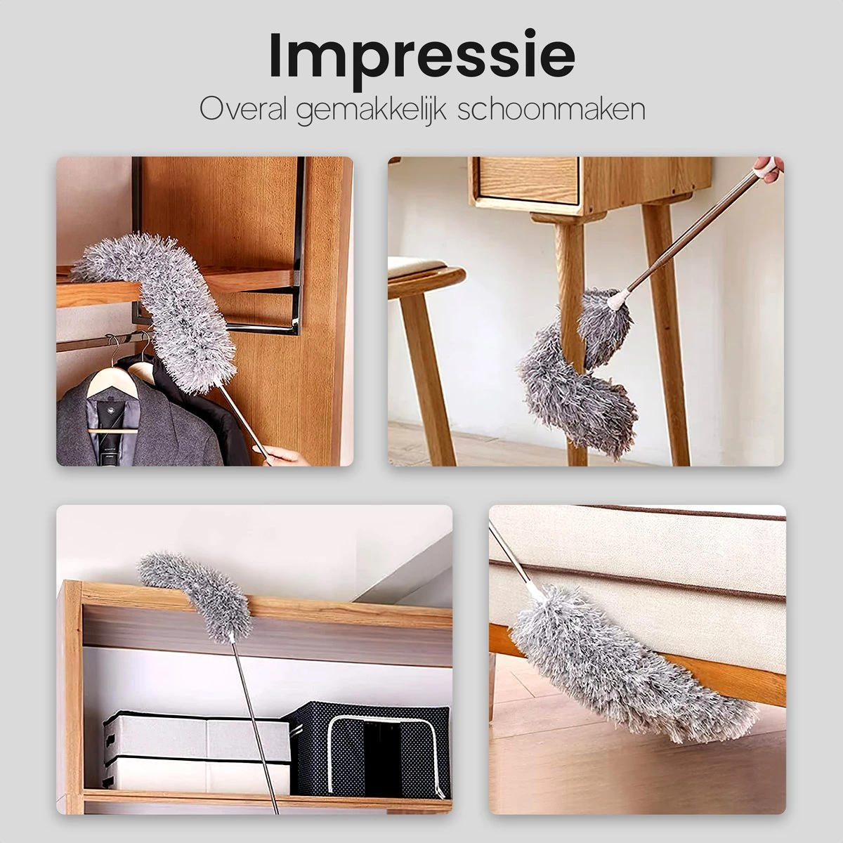 Plumeau Uitschuifbaar Tot 280cm - RVS - Telescopisch - Plumeau Met Telescoopsteel - 360° Flexibel 9 Plumeau Uitschuifbaar Tot 280cm - RVS - Telescopisch - Plumeau Met Telescoopsteel - 360° Flexibel - Afbeelding 9