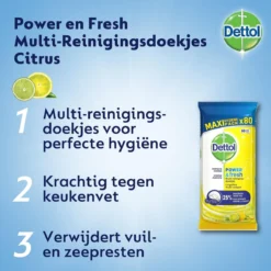 Dettol Schoonmaakdoekjes Power & Fresh - Citrus - 80 Stuks X6 -Schoonmaakartikelen Winkel 1200x1200 1133