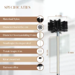 Waay Lifestyle Schoorsteenveegset - Schoorsteenborstel 6 Meter - Schoorsteenreiniger - Schrobborstels - Schoorsteenveger - Flexibele Steel - Geschikt Voor Boormachine - Wit -Schoonmaakartikelen Winkel 1200x1200 114