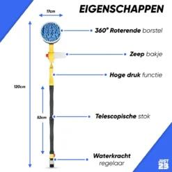 JUST23 Telescopische Autowasborstel – Schrobber Met Steel – Velgenborstel - Autowasset Met Zeep - Roterende Schoonmaakborstel - Multifunctionele Wasborstel -Schoonmaakartikelen Winkel 1200x1200 20