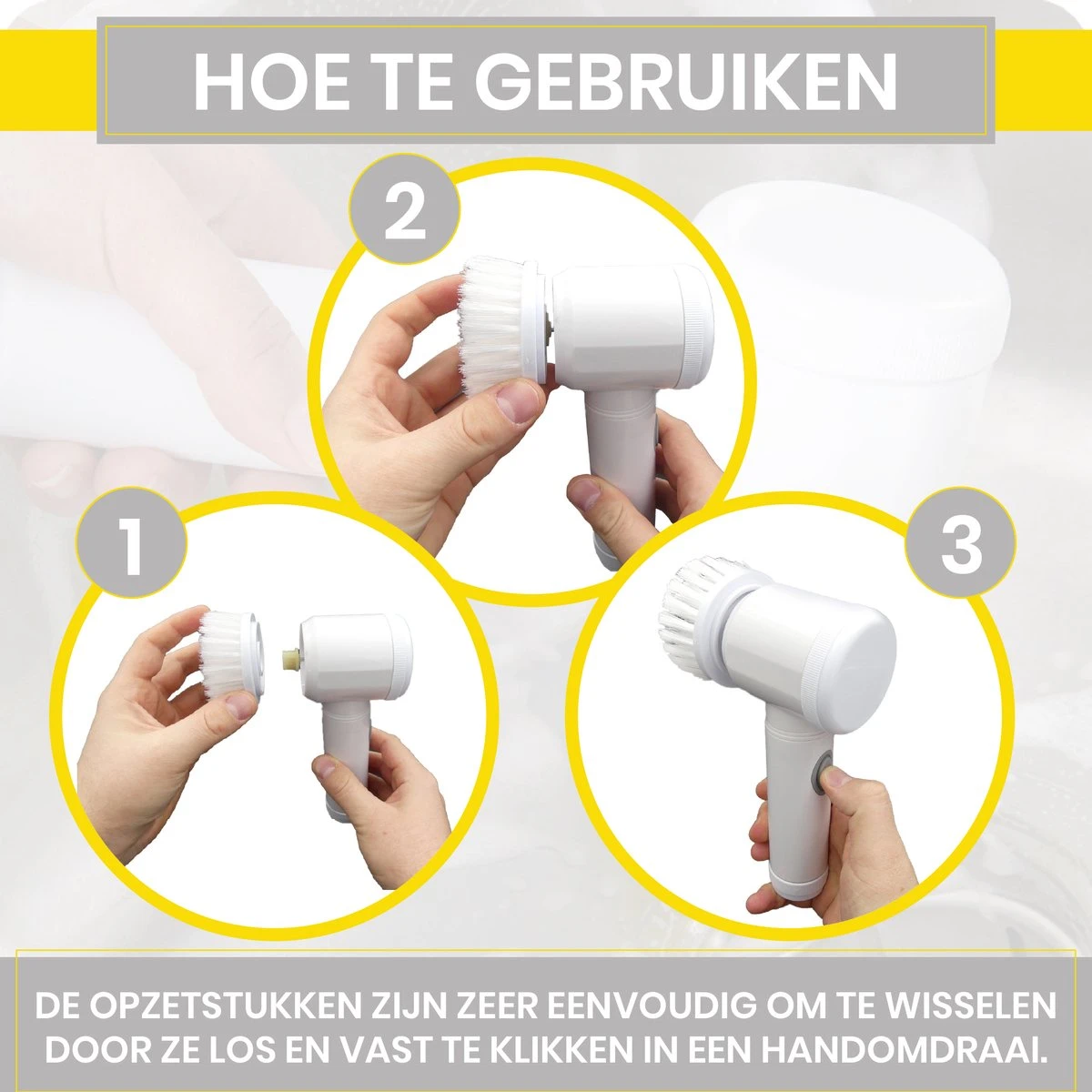 Lenga Elektrische Schoonmaakborstel - 5 In 1 Borstel - Oplaadbaar - Wasborstel - Schoonmaakmiddelen - Schrobborstels 5 Lenga Elektrische Schoonmaakborstel - 5 In 1 Borstel - Oplaadbaar - Wasborstel - Schoonmaakmiddelen - Schrobborstels - Afbeelding 5