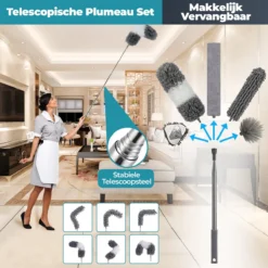 NovaBeau Plumeau Met Telescoopsteel – Microvezel Ragebol Uitschuifbaar - 9-delig Duster Set Met Voegenborstel – RVS Stoffer – Grijs Chenille Borstel – Wasbaar En Draaibaar -Schoonmaakartikelen Winkel 1200x1200 255