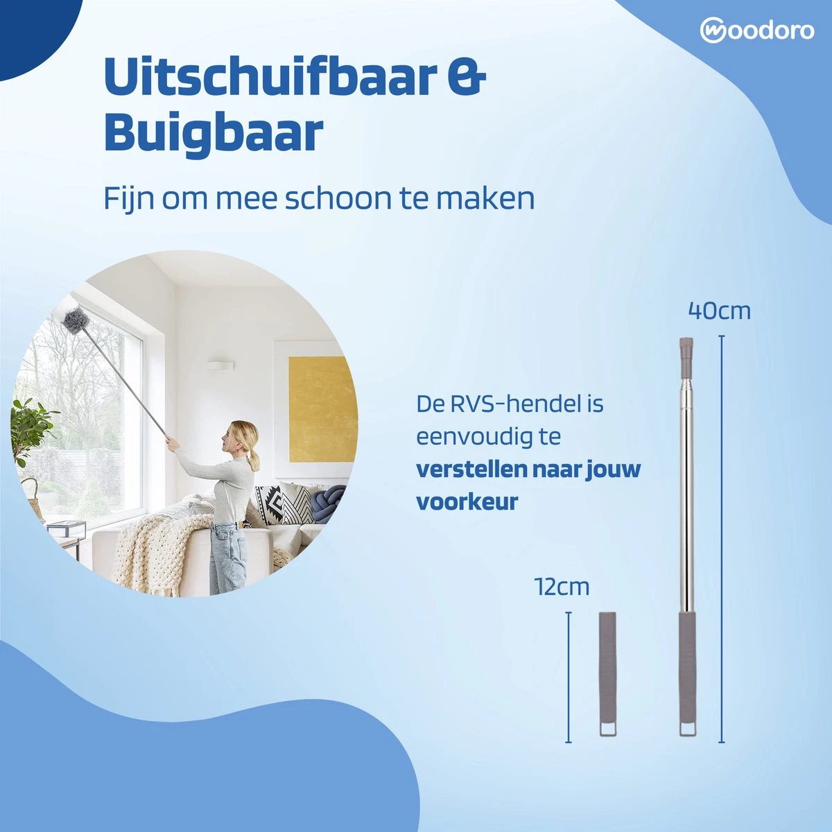 Woodoro Ragebol Uitschuifbaar Complete 9-Delige Set - Verstelbare Telescoopsteel - Plumeau - RVS - Zwart & Grijs 11 Woodoro Ragebol Uitschuifbaar Complete 9-Delige Set - Verstelbare Telescoopsteel - Plumeau - RVS - Zwart & Grijs - Afbeelding 11