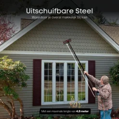 Merkloos Telescoopsteel Ramenwassen 4,6M - Met Borstel & Waterdoorvoer - Voor Ramen - Watertoevoer - Borstel -Schoonmaakartikelen Winkel 1200x1200 356