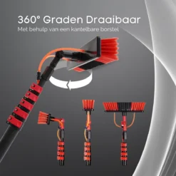 Merkloos Telescoopsteel Ramenwassen 4,6M - Met Borstel & Waterdoorvoer - Voor Ramen - Watertoevoer - Borstel -Schoonmaakartikelen Winkel 1200x1200 359