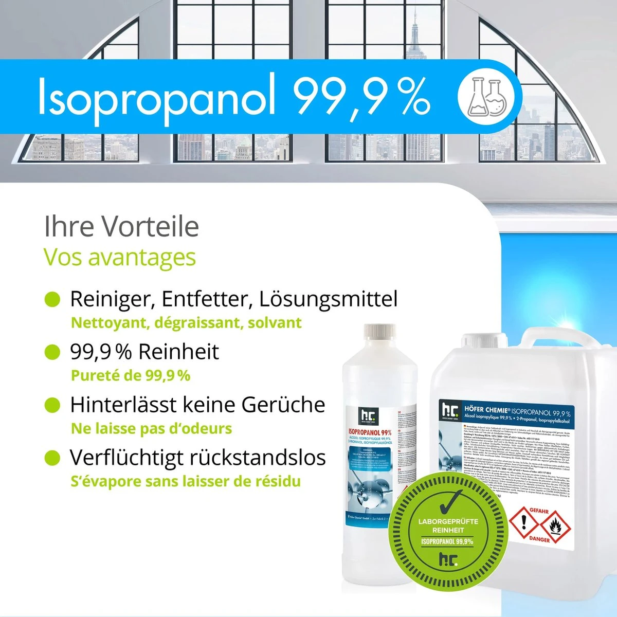 Isopropyl Alcohol - Isopropanol - IPA - Isopropyl - 99,9% Zuiver - 1000ml - Inclusief Trechter 2 Isopropyl Alcohol - Isopropanol - IPA - Isopropyl - 99,9% Zuiver - 1000ml - Inclusief Trechter - Afbeelding 2