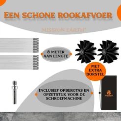 Schoorsteenveegset - 8 Meter - 2 Borstelkoppen - Professioneel - Schoorsteen Borstel - Veegkit - Haardset Voor Houtkachel - Flexibel - Schoorsteenveger - Pelletkachel Accessoires - Schoorsteen Reiniger - Geschikt Voor Boormachines -Schoonmaakartikelen Winkel 1200x1200 50