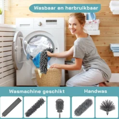ForDig 7-Delige Plumeau Set - Duster Met Telescoopsteel Uitschuifbaar Tot 250 Cm - Inclusief Ragebol / Voegenborstel / Microvezel Doek / Chenille Borstel - Wasbaar - 360 Graden Draaibaar -Schoonmaakartikelen Winkel 1200x1200 74