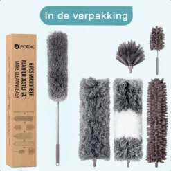 ForDig 7-Delige Plumeau Set - Duster Met Telescoopsteel Uitschuifbaar Tot 250 Cm - Inclusief Ragebol / Voegenborstel / Microvezel Doek / Chenille Borstel - Wasbaar - 360 Graden Draaibaar -Schoonmaakartikelen Winkel 1200x1200 75