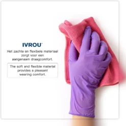 IVROU® Nitril Handschoenen - 100 Stuks Wegwerp Handschoenen - Poeder Vrij, Latex Vrij - Maat: M - Violet Blauw -Schoonmaakartikelen Winkel 1200x1200 939