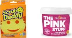Scrub Daddy Schuurspons - Krasvrij Schoonmaken - Inclusief The Pink Stuff Paste