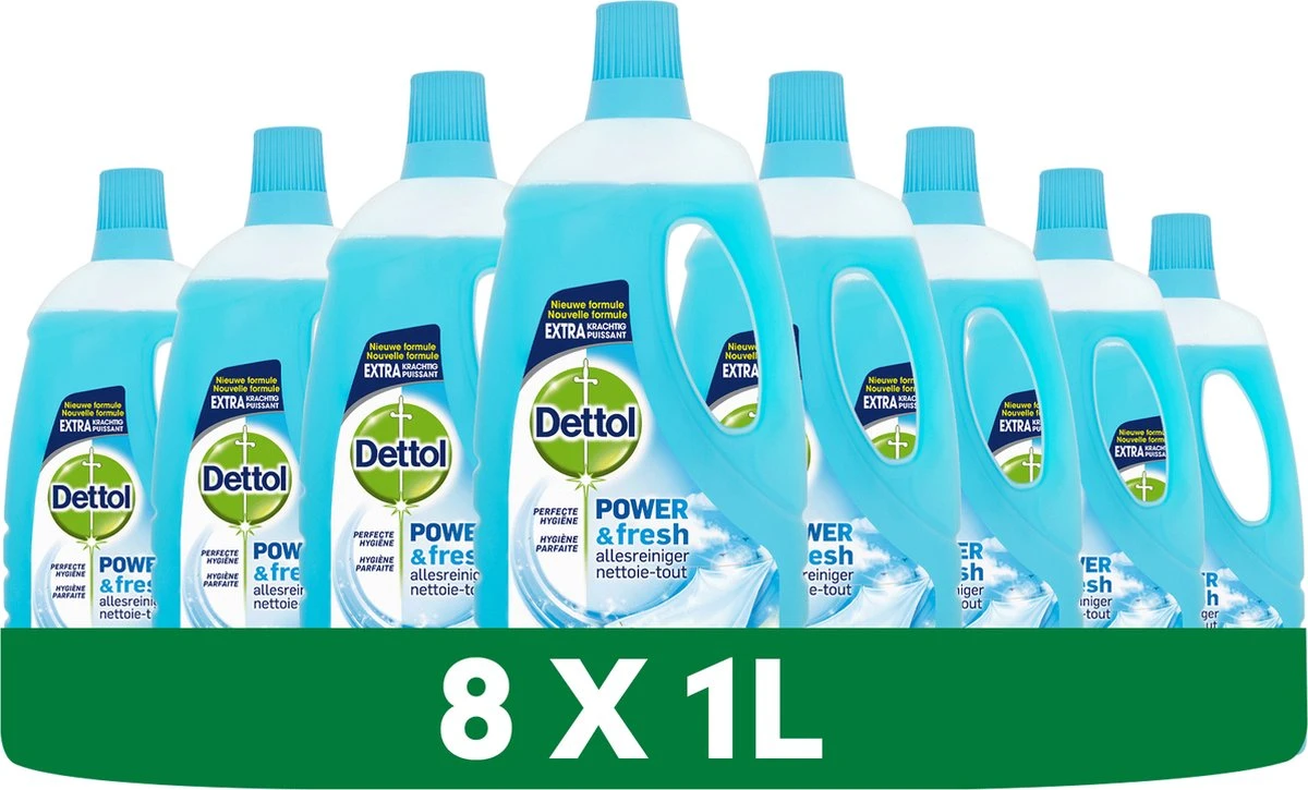 Dettol - Power & Fresh - Allesreiniger - Katoenfris - 8 X 1 Liter 1 Dettol - Power & Fresh - Allesreiniger - Katoenfris - 8 X 1 Liter