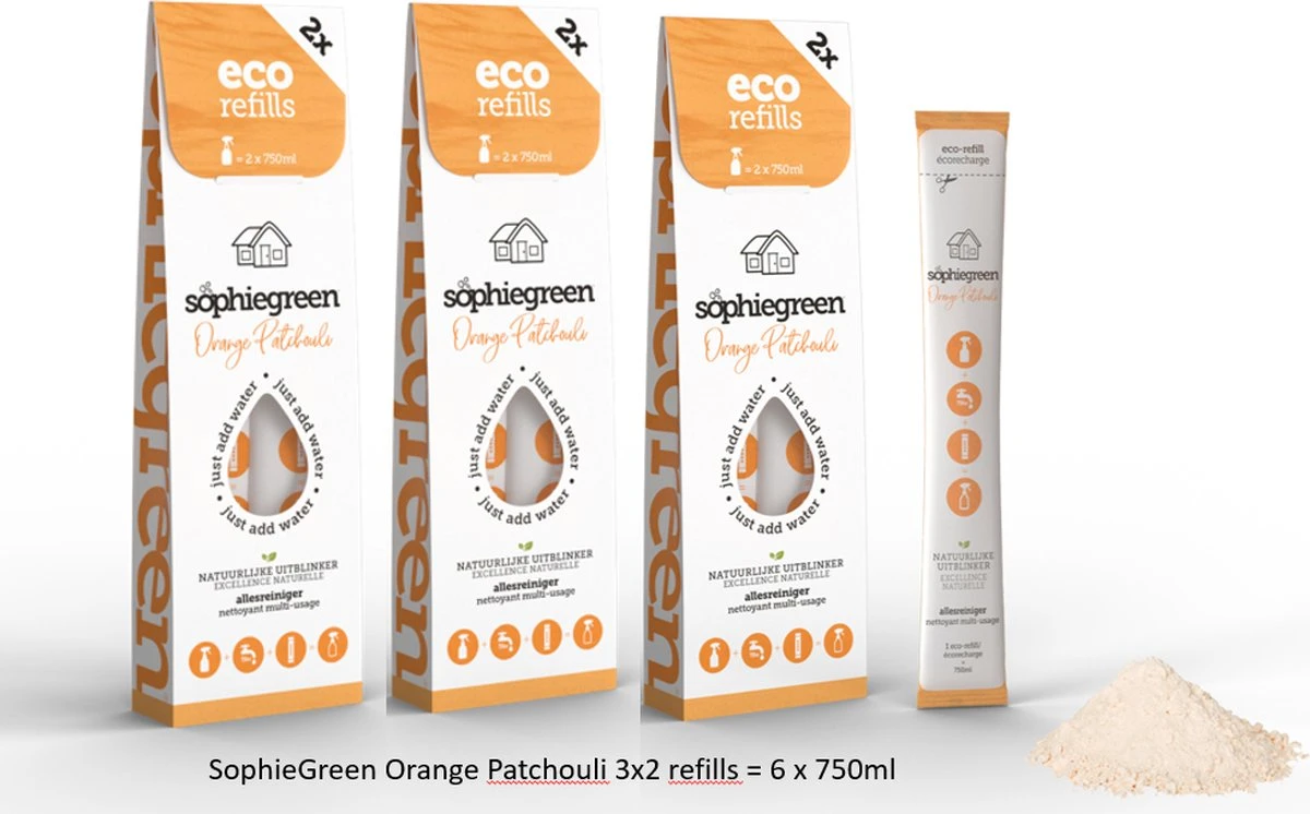 SophieGreen Orange Patchouli Allesreinigers 3x2 Navullingen (=6x750 Ml) 1 SophieGreen Orange Patchouli Allesreinigers 3x2 Navullingen (=6x750 Ml)