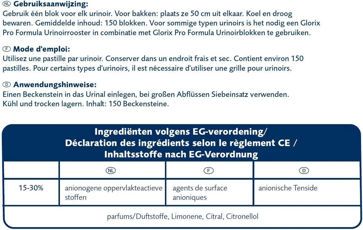 Glorix Schoonmaakmiddel: Urinoirtablet Glorix/ds 150 2 Glorix Schoonmaakmiddel: Urinoirtablet Glorix/ds 150 - Afbeelding 2