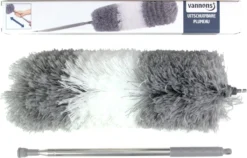 Vannons - Plumeau - Ragebol - Plumeau Uitschuifbaar Tot 245 Cm - Met Telescoopsteel - Wasbaar Microvezel - Grijs Wit -Schoonmaakartikelen Winkel 1200x769