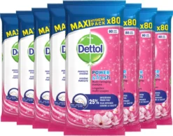 Dettol - Schoonmaakdoekjes - Power & Fresh - Kersenbloesem - 80 Stuks X8 -Schoonmaakartikelen Winkel 1200x942