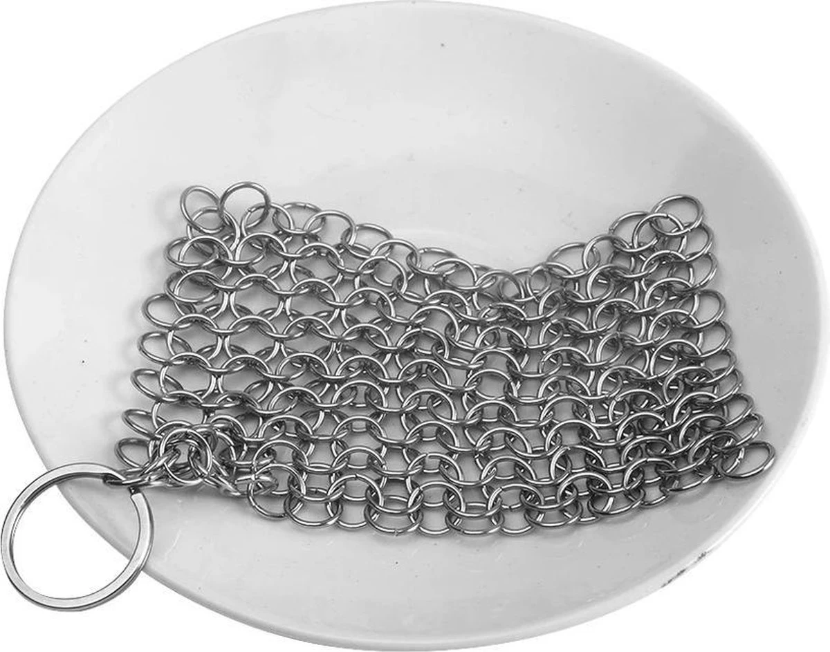 LOUZIR RVS Gietijzer Cleaner Voor Pannen - Metalen Borstel- Scrubmat- Zilver 2 LOUZIR RVS Gietijzer Cleaner Voor Pannen - Metalen Borstel- Scrubmat- Zilver - Afbeelding 2