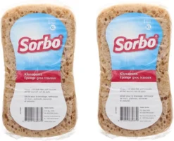 2x Grote Sorbo Schoonmaakspons / Viscose Autospons 20 X11 Cm - Schoonmaakartikelen / Auto Wassen