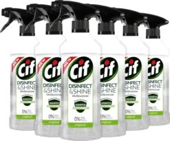 Cif Disinfect & Shine Original Desinfectie Spray - 6 X 500 Ml - Voordeelverpakking -Schoonmaakartikelen Winkel 1200x998