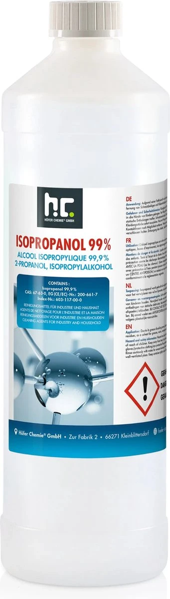 Isopropyl Alcohol - Isopropanol - IPA - Isopropyl - 99,9% Zuiver - 1000ml - Inclusief Trechter 4 Isopropyl Alcohol - Isopropanol - IPA - Isopropyl - 99,9% Zuiver - 1000ml - Inclusief Trechter - Afbeelding 4