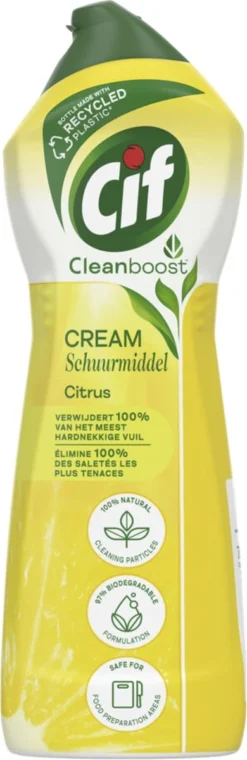 Cif CleanBoost Cream Citroen Schuurmiddel - 8 X 750 Ml - Voordeelverpakking -Schoonmaakartikelen Winkel 390x1200